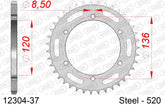 Corona AFAM 12304-37 in acciaio passo 520 YAMAHA SRX 600 1985  -1993